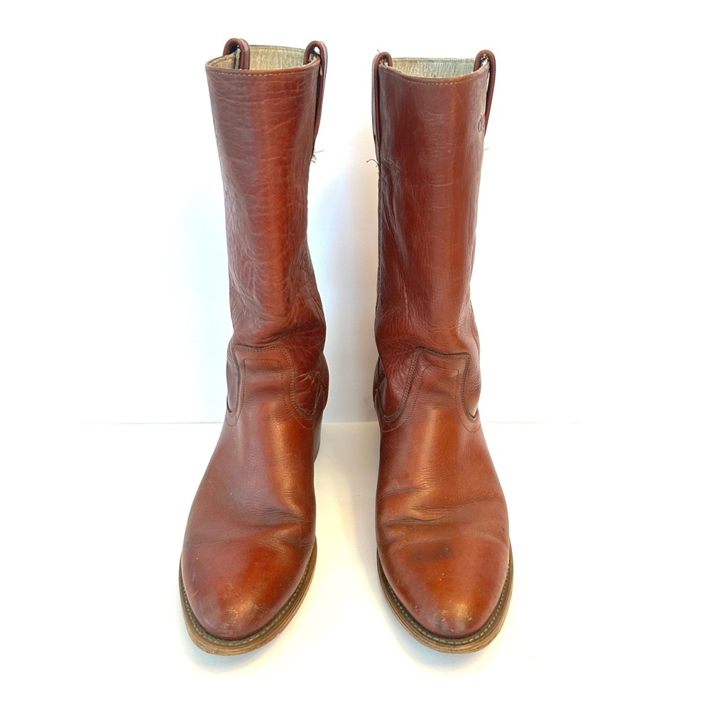 Vintage Men's 1970's Dingo Western 4099 Cognac Brown Leather Boots, Size 9 D - Picture 3 of 7